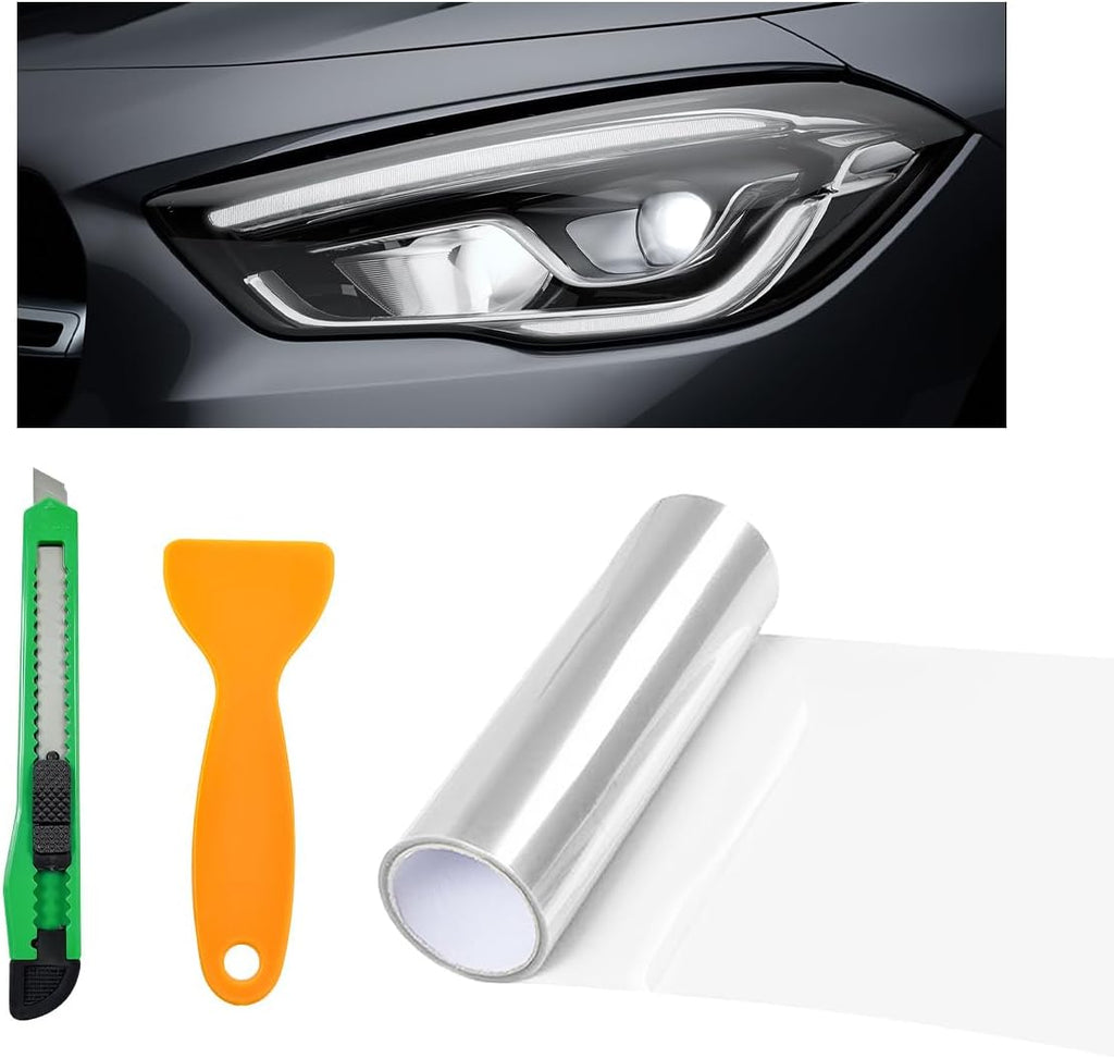 Rollo de lámina adhesiva de vinilo tintado para faros delanteros de automóvil, película de vinilo para luces traseras de automóvil de 12 x 48 pulgadas, película de vinilo
