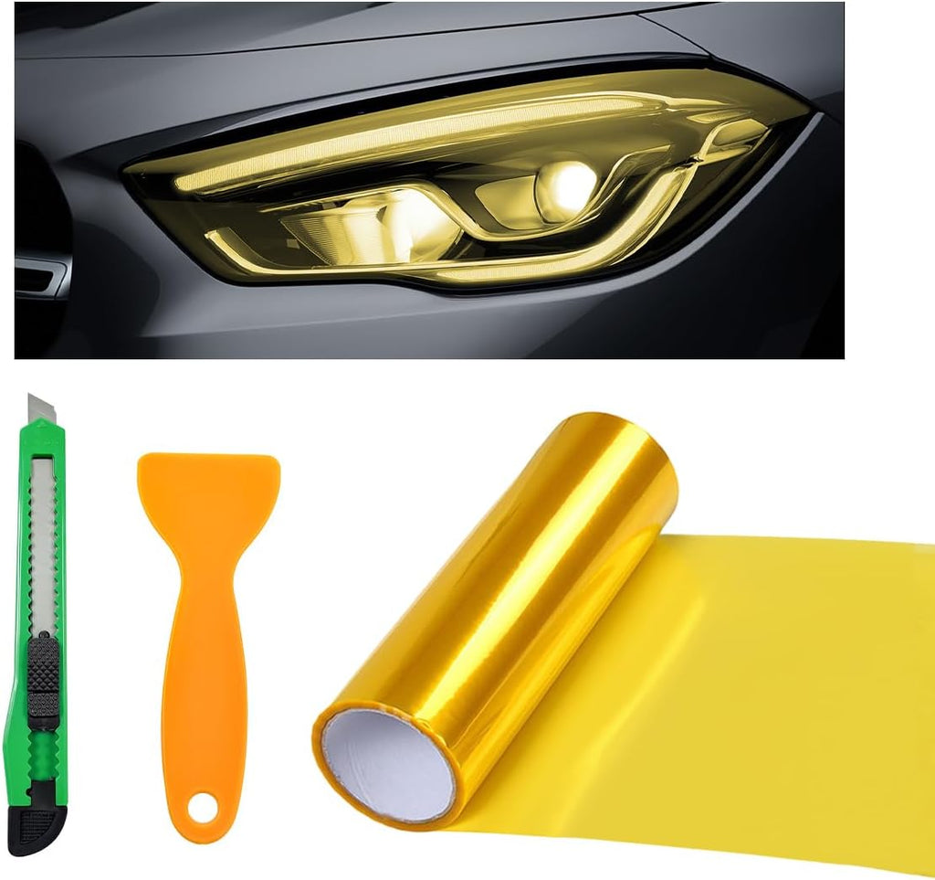Rollo de lámina adhesiva de vinilo tintado para faros delanteros de automóvil, película de vinilo para luces traseras de automóvil de 12 x 48 pulgadas, película de vinilo