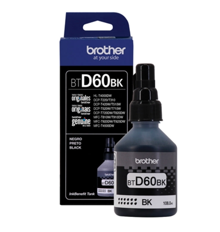 Brother - BOTELLA DE TINTA BROTHER - BTD60BK - NEGRO - 108ML - PARA IMPRESORA DCP-T420 - T520W - T720DW - T920DW